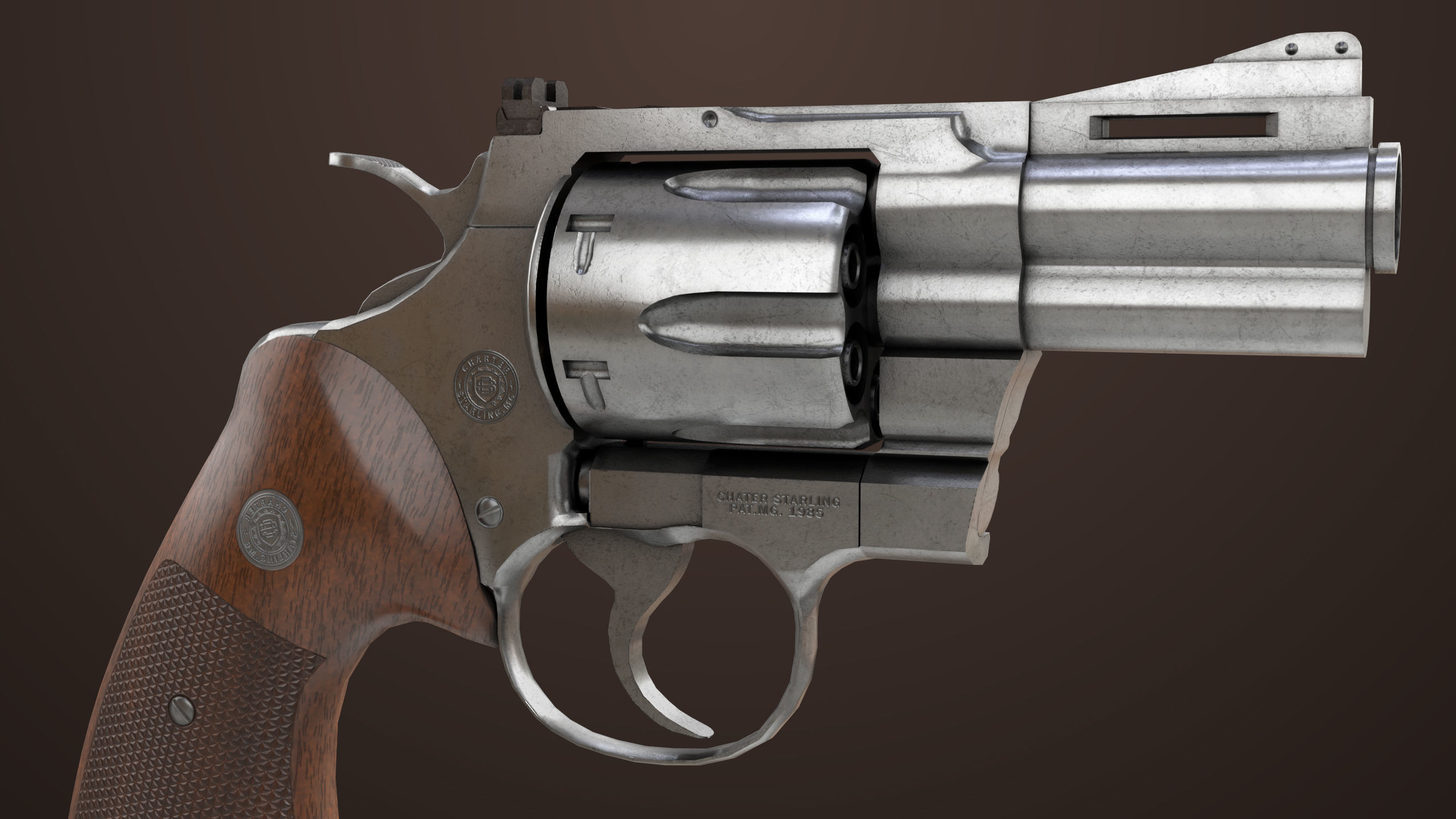 Revolver 05 Small Silver All PBR Unity UE Textures Low-poly 3D model_14