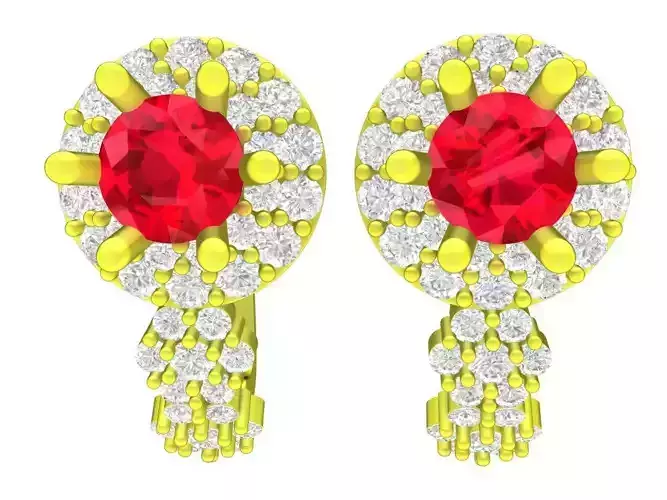 A7693 Korean Style Diamond Women Hoop Earrings 3D Model