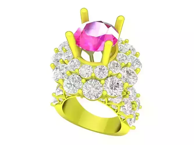 A7700 HongKong Style Luxury Diamond Women Fashion Ring 3D Model