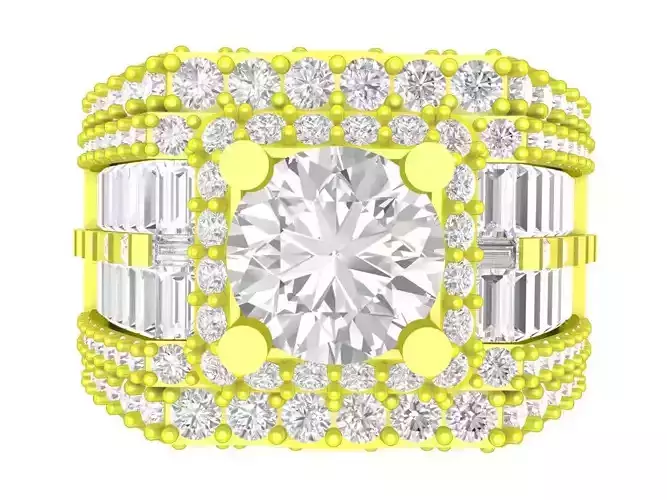 A7703 Straight Baguette Korean Style Diamond Men Ring 3D Model