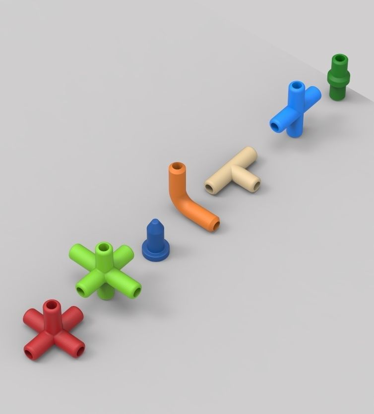 Aquarium Air Pipe All-In-One Connectors 3D print model_1