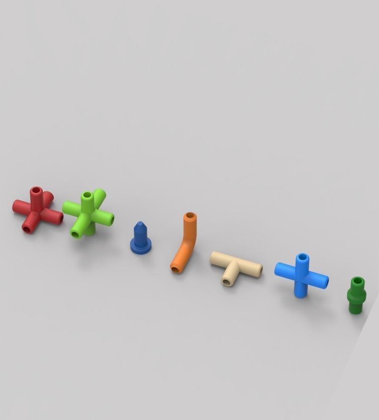 Aquarium Air Pipe All-In-One Connectors 3D print model_12