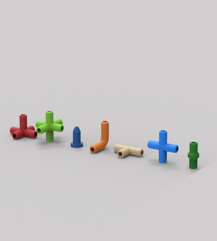 Aquarium Air Pipe All-In-One Connectors 3D print model_11