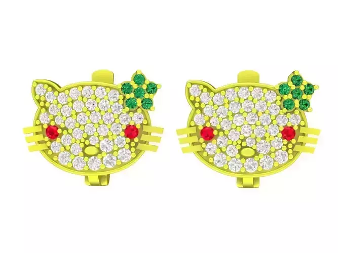 5869 kitty cat diamond earring