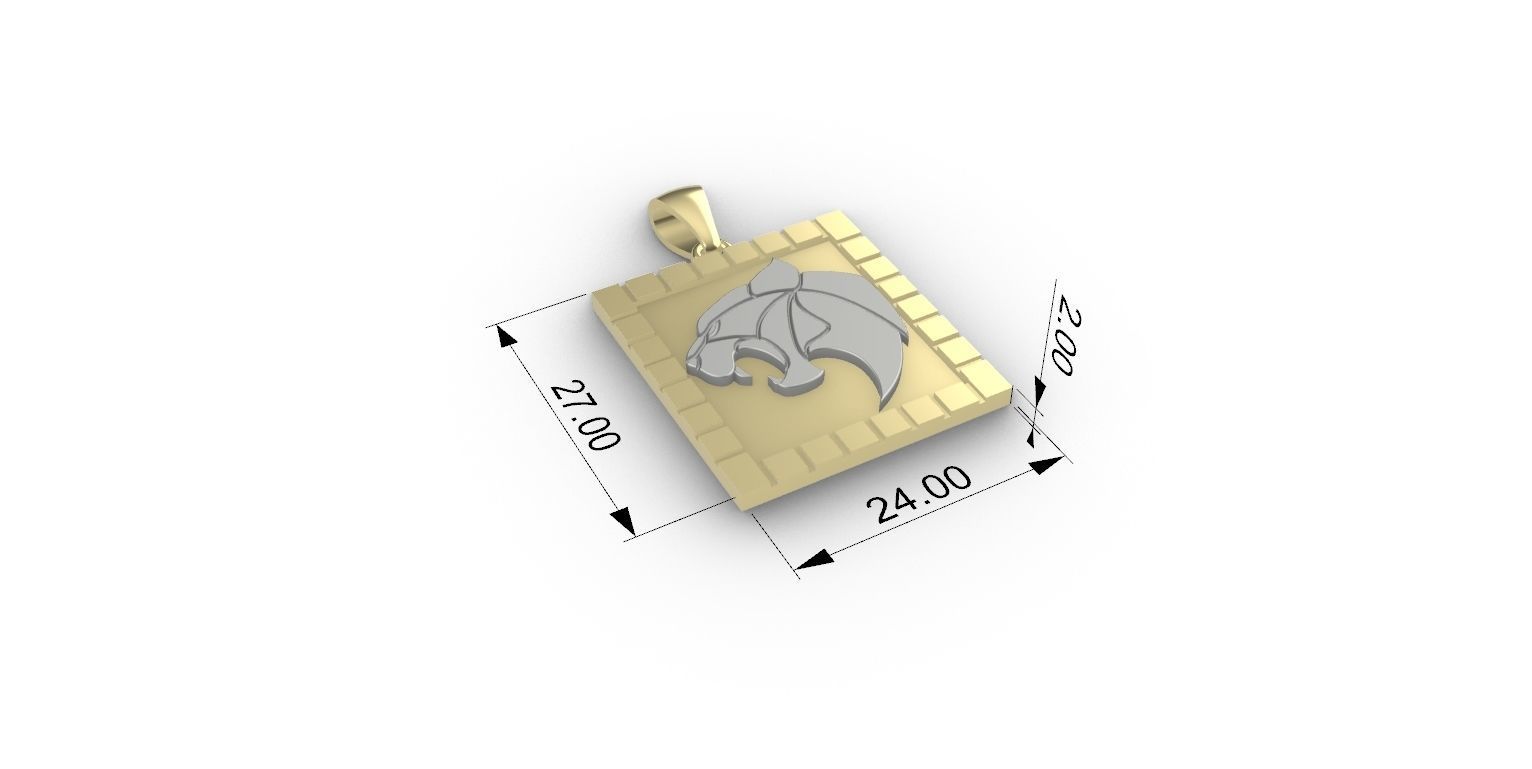panther pendant 3D print model_7