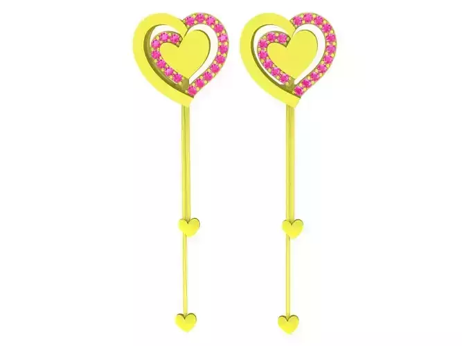 5870 heart diamond drop stud earrings
