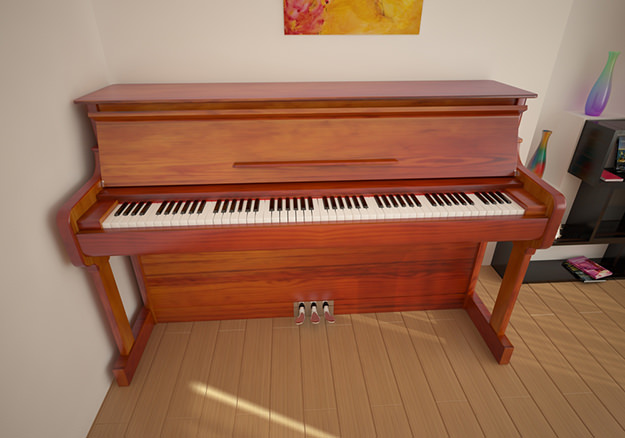 Piano with walls 3D model_1