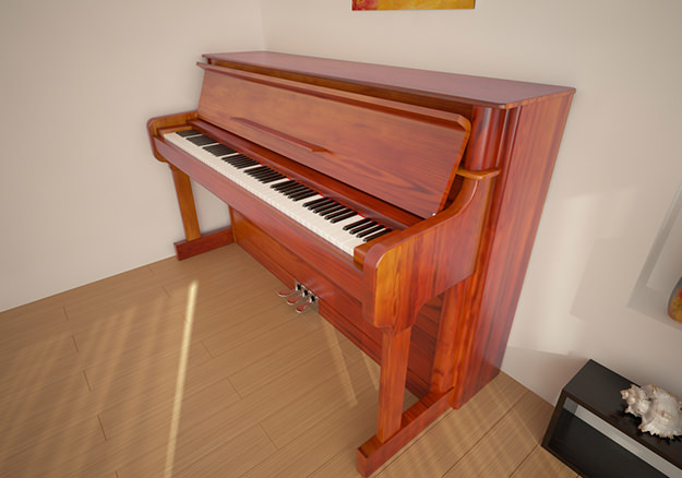 Piano with walls 3D model_2