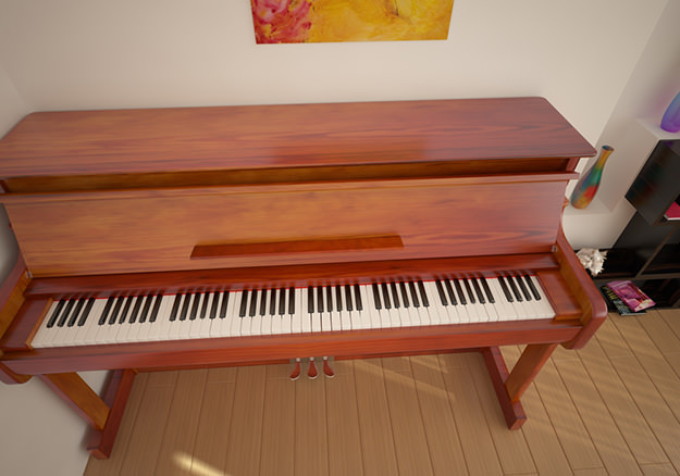 Piano with walls 3D model_3
