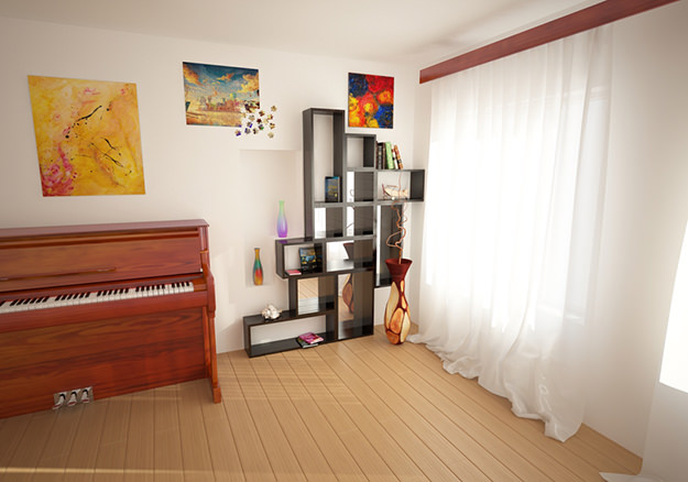 Piano with walls 3D model_4