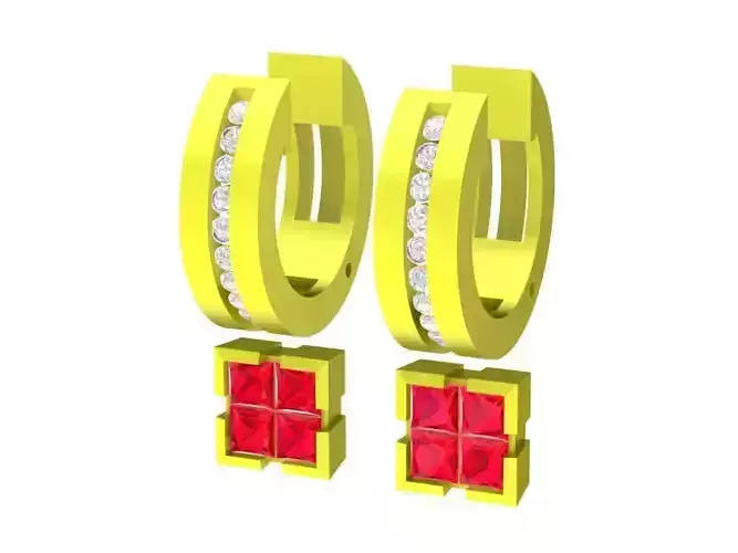 5871 diamond princess hoop earrings