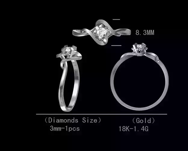 Simple single diamond engagement ring for women