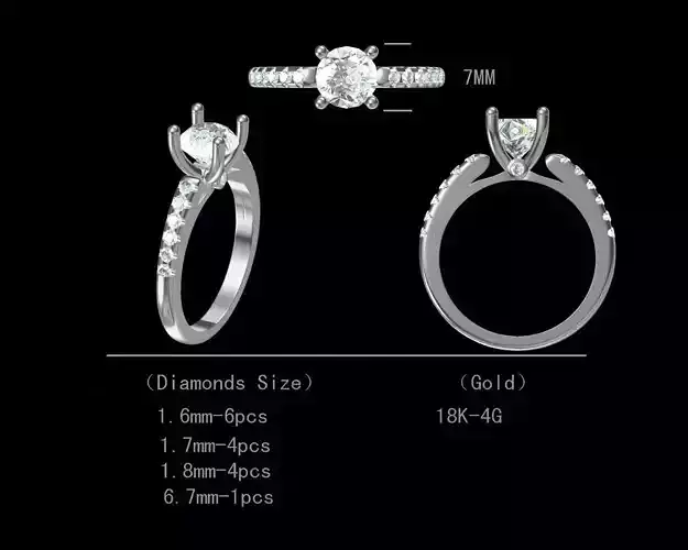 Beautiful Engagement Women Diamond Ring 3D Model