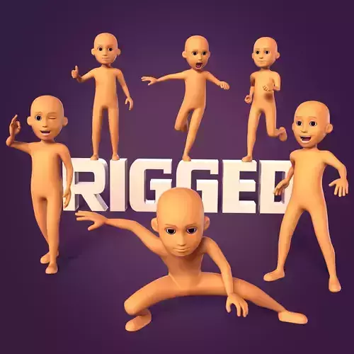 Cartoon Character - Man - Boy - Stickman - Ninja - Alien Low-poly 3D model