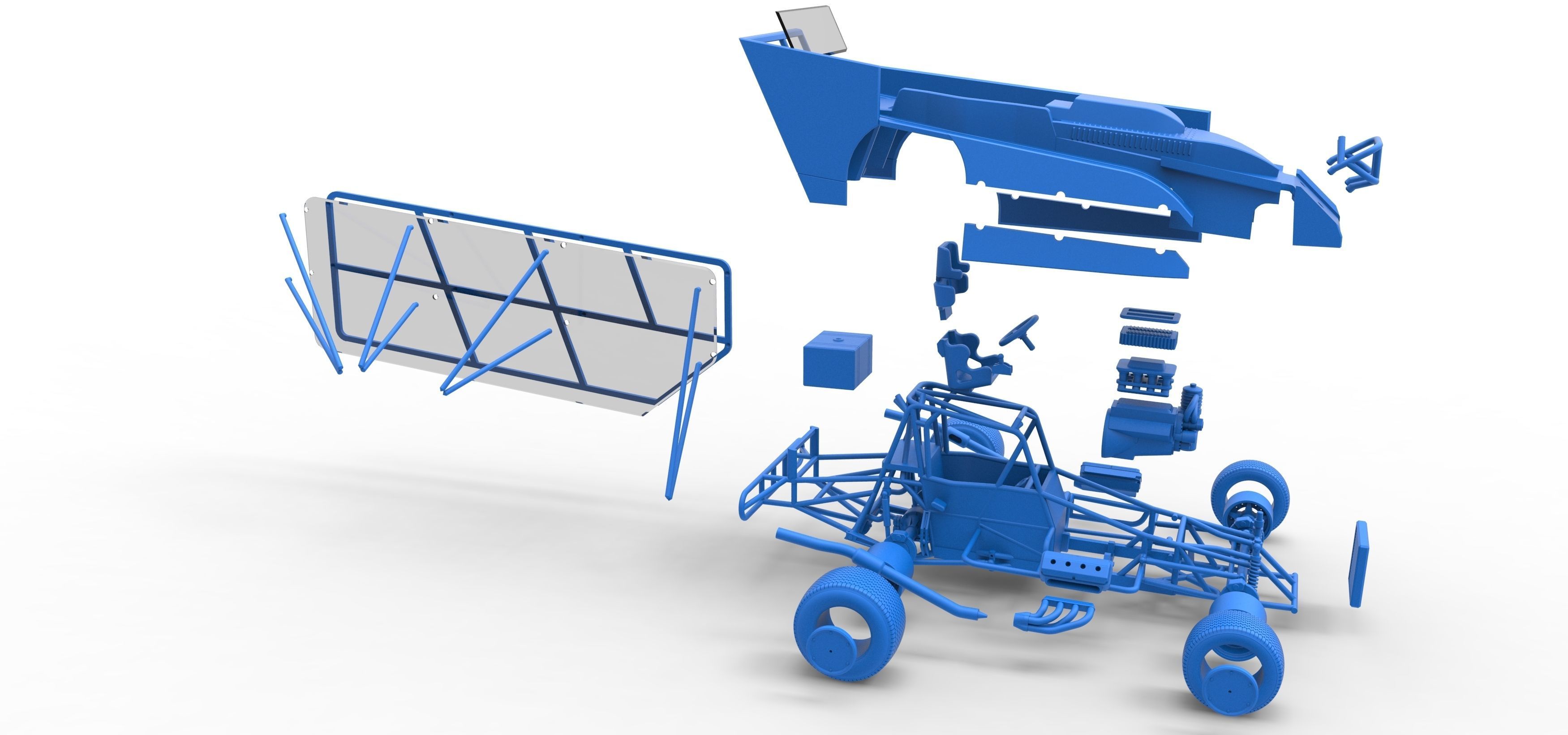 Northeast Dirt Modified stock car with side wing Scale 1 to 25 3D print model_65