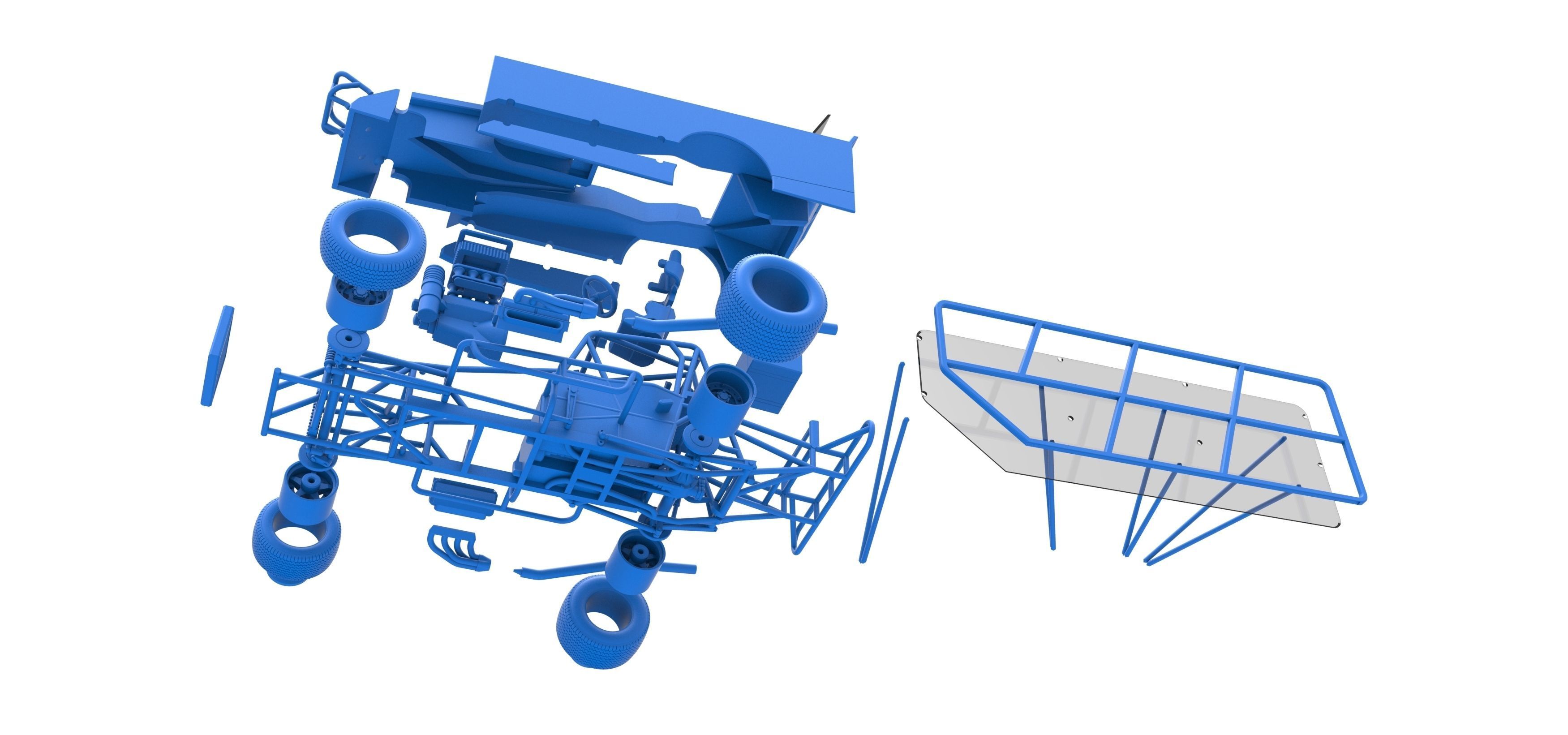 Northeast Dirt Modified stock car with side wing Scale 1 to 25 3D print model_57
