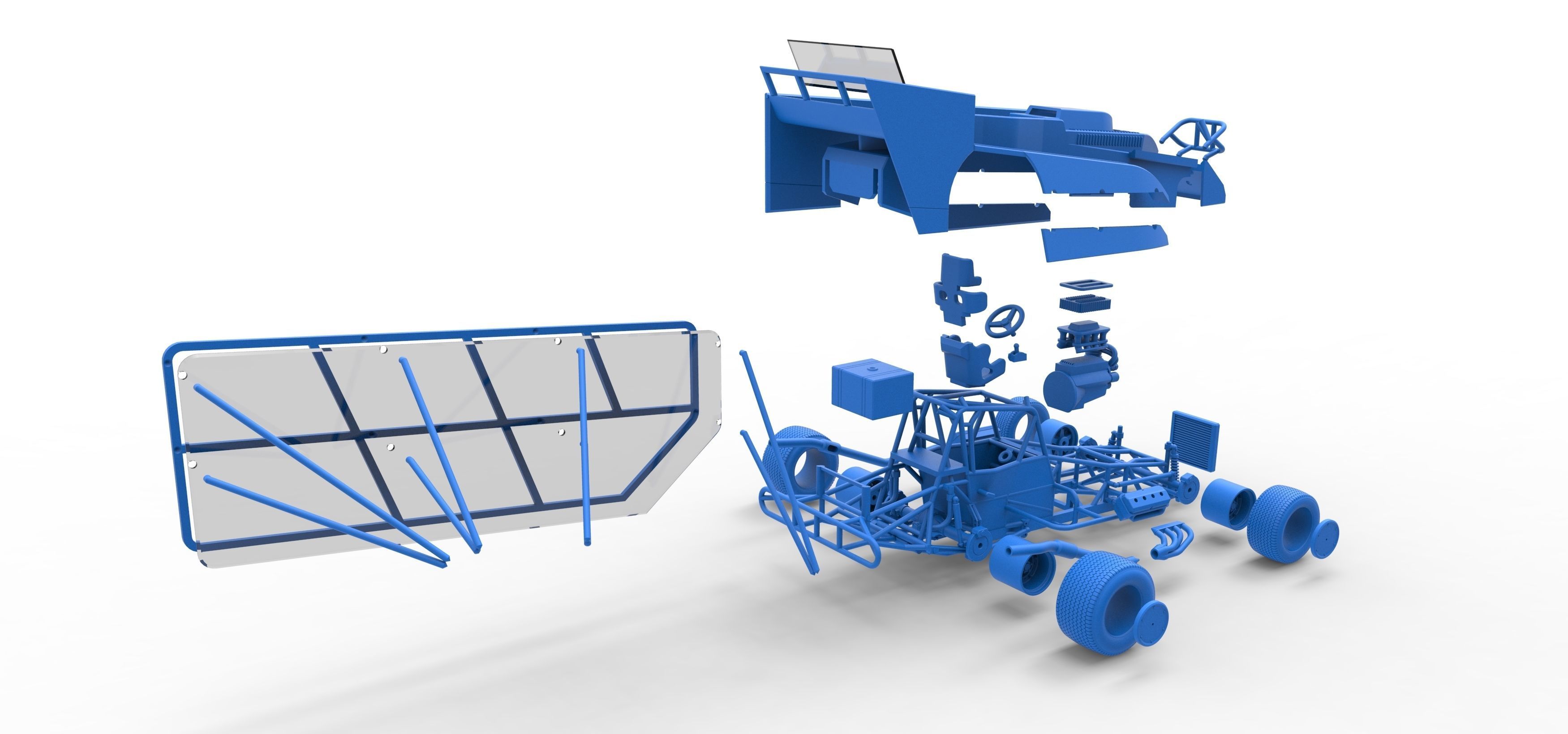 Northeast Dirt Modified stock car with side wing Scale 1 to 25 3D print model_64