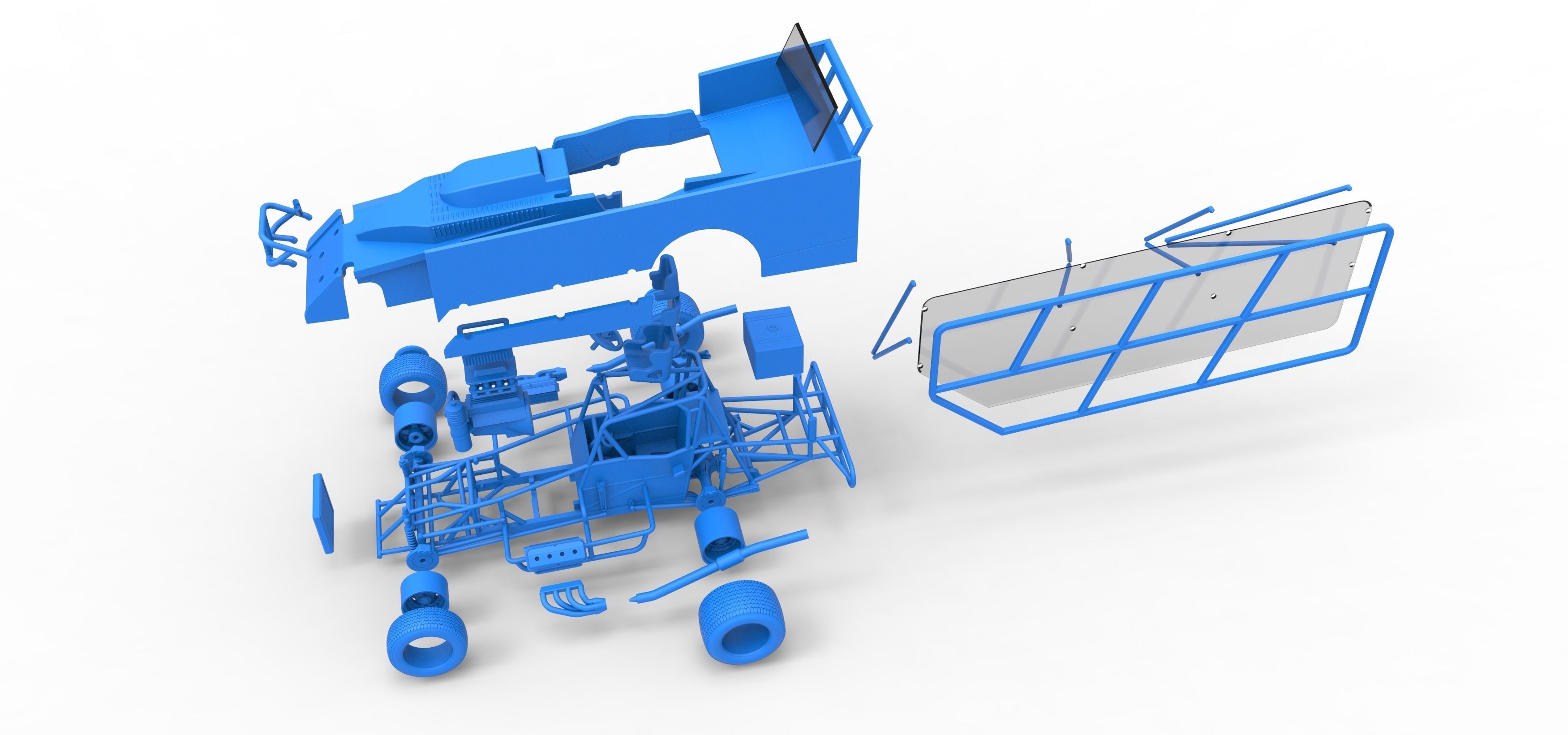 Northeast Dirt Modified stock car with side wing Scale 1 to 25 3D print model_56