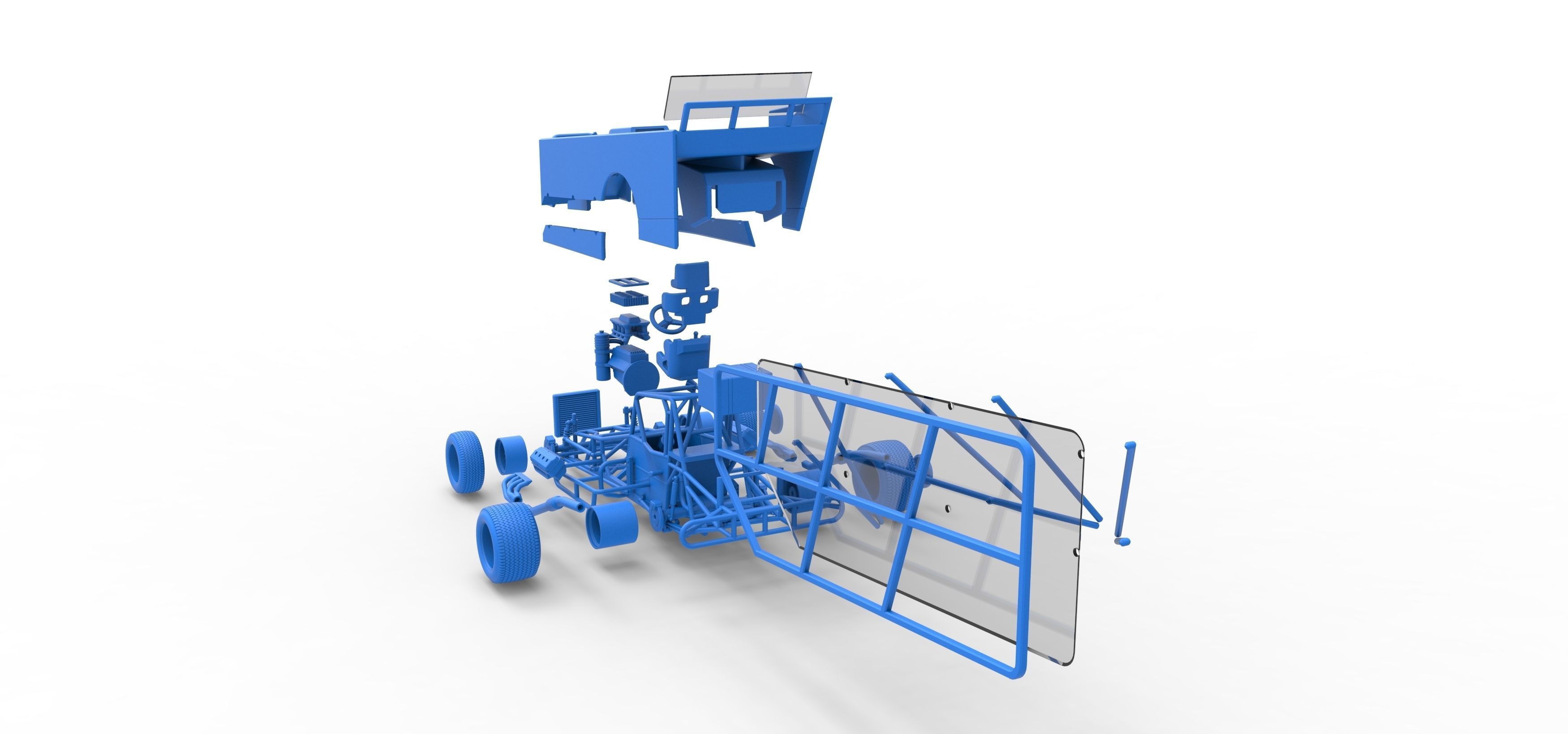 Northeast Dirt Modified stock car with side wing Scale 1 to 25 3D print model_62