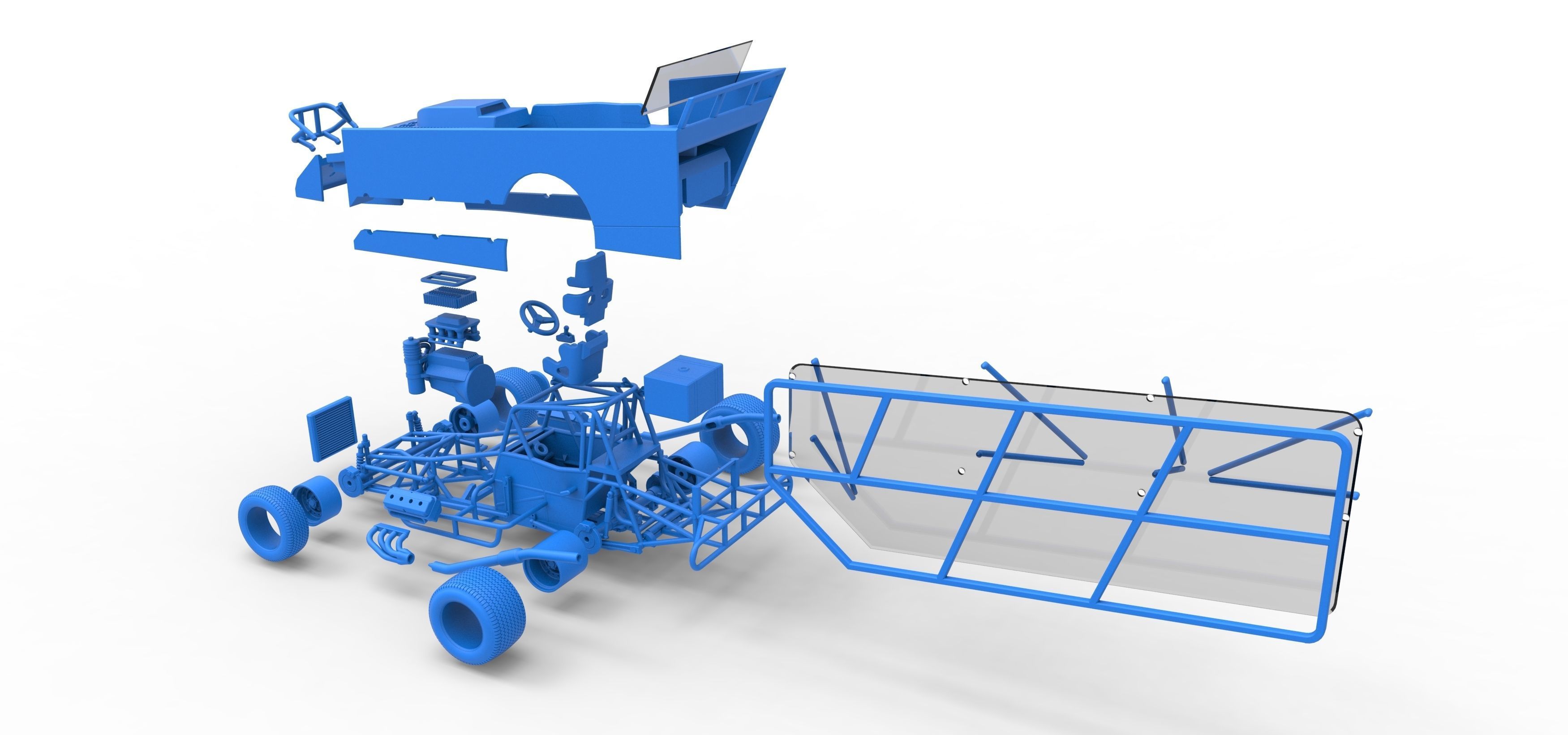 Northeast Dirt Modified stock car with side wing Scale 1 to 25 3D print model_61