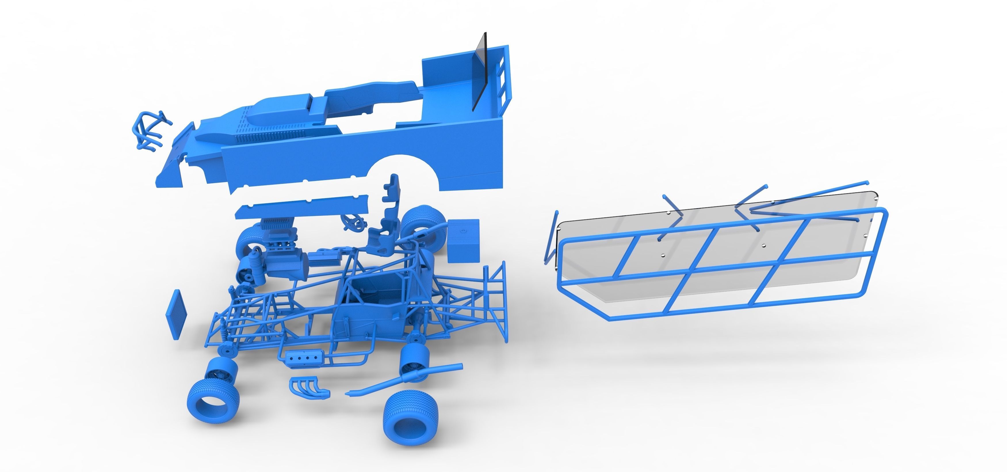 Northeast Dirt Modified stock car with side wing Scale 1 to 25 3D print model_60