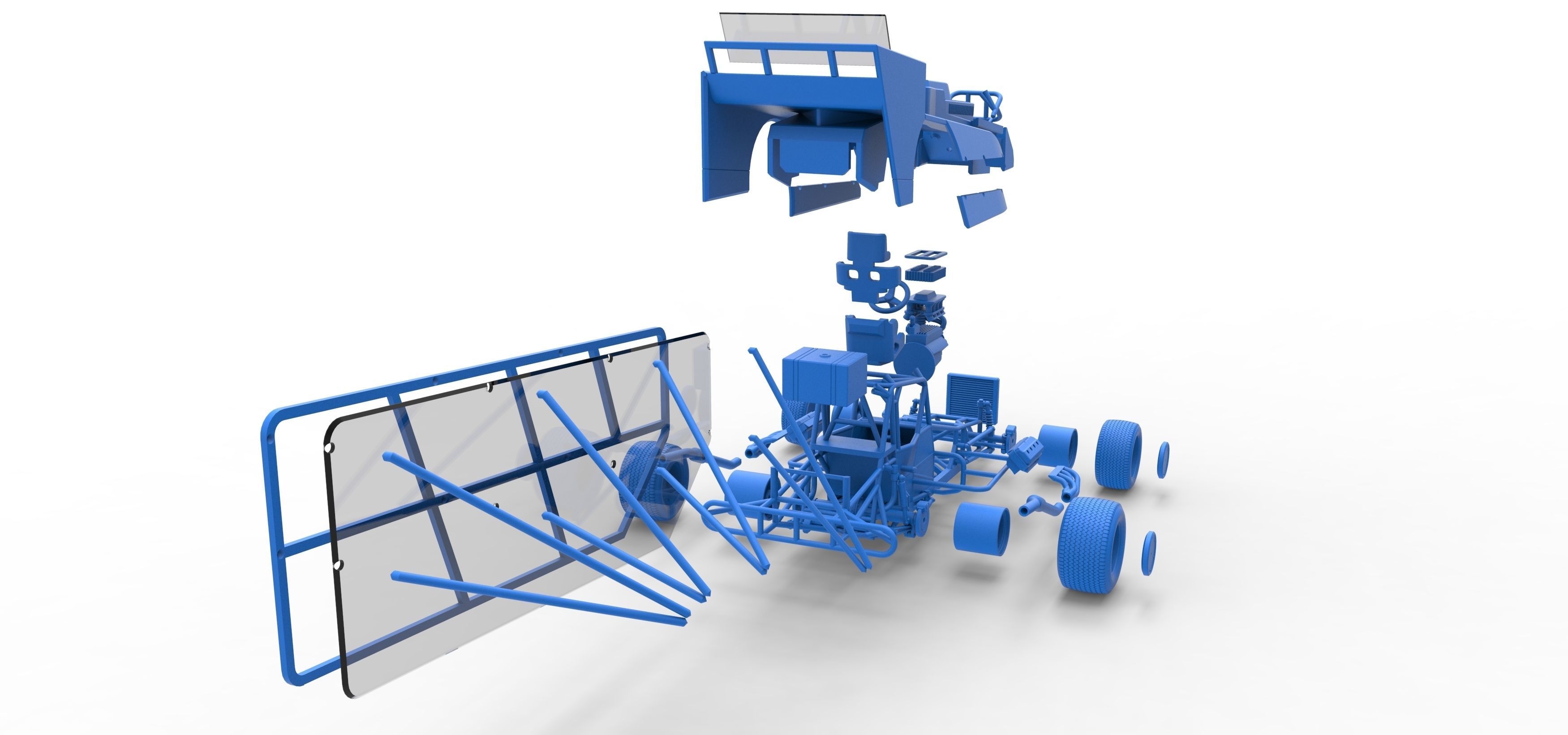 Northeast Dirt Modified stock car with side wing Scale 1 to 25 3D print model_63