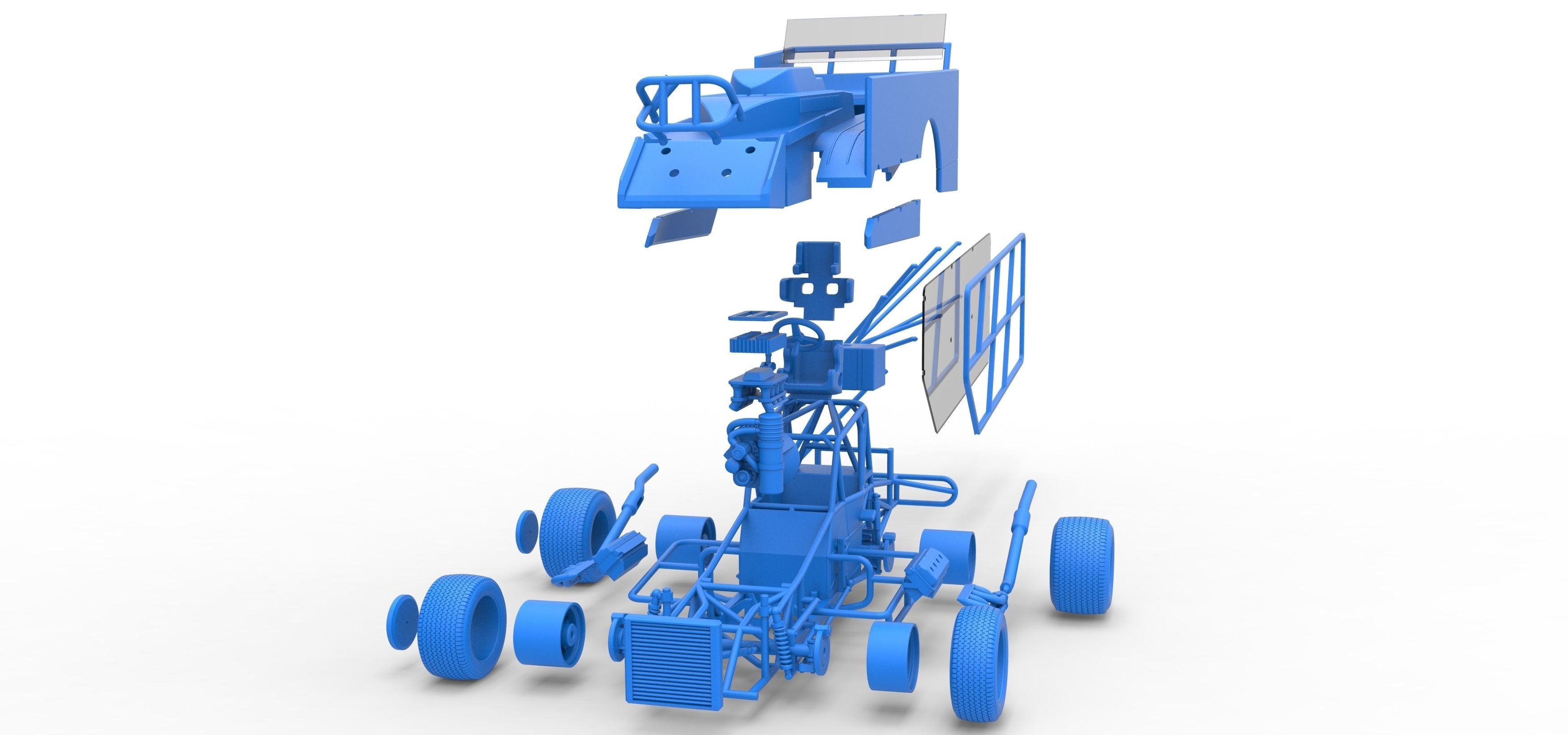 Northeast Dirt Modified stock car with side wing Scale 1 to 25 3D print model_58