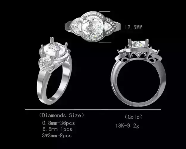 Sterling Silver engagement diamond ring for women