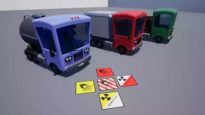 Stylized Truck Pack Low-poly 3D model