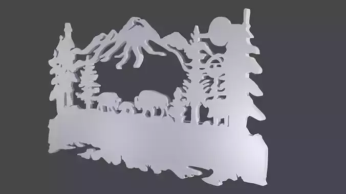 decoracion pared bufalo 3D print model