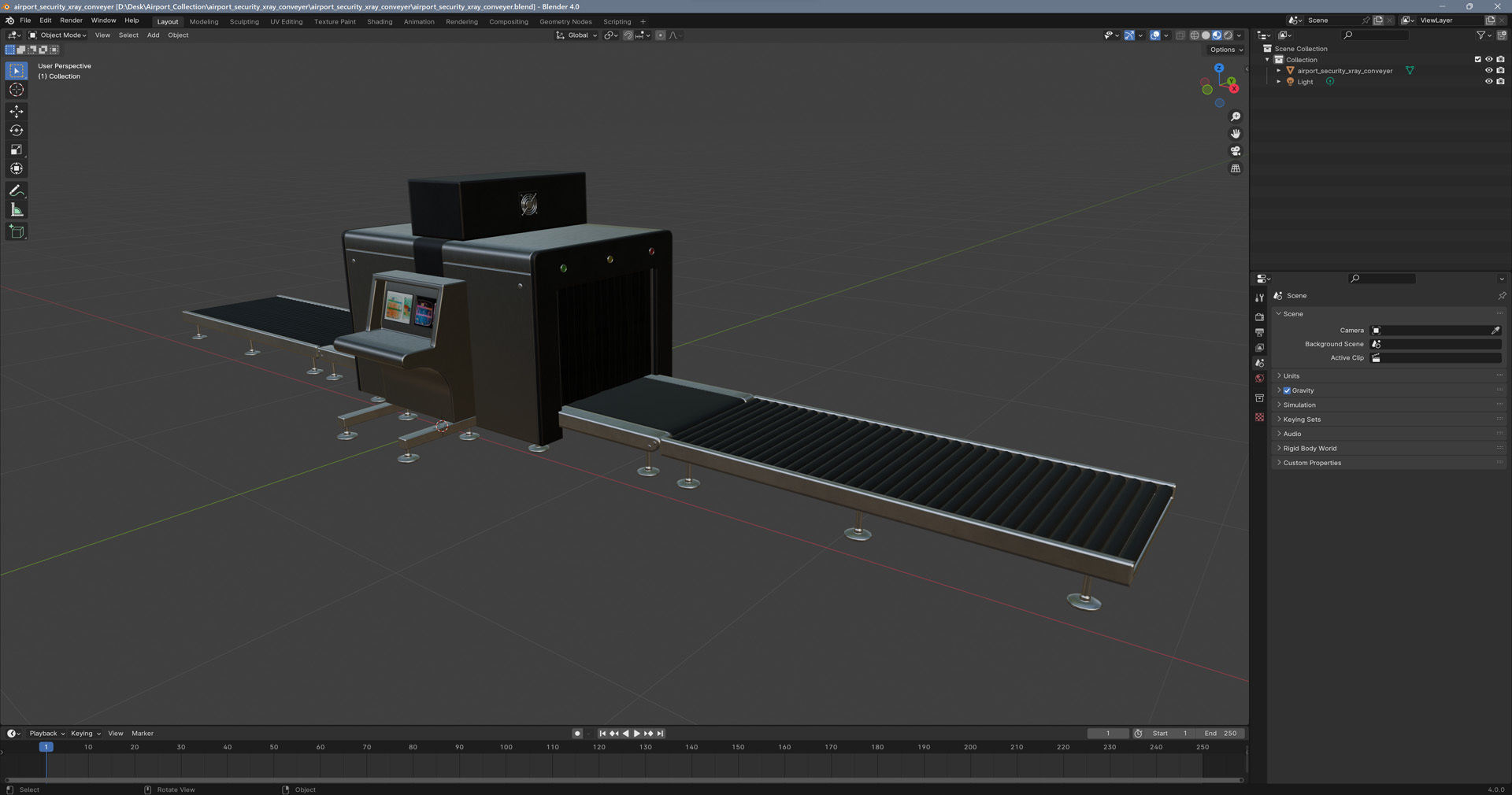Airport Security X-ray Conveyer Low-poly 3D model_13
