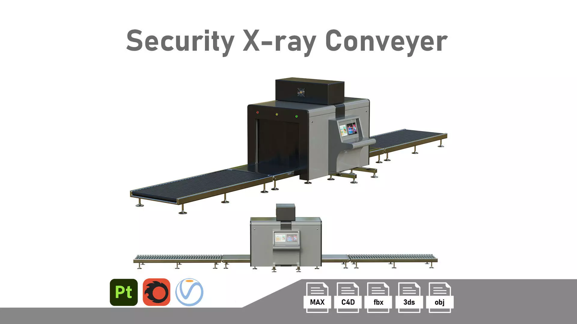 Airport Security X-ray Conveyer Low-poly 3D model_0