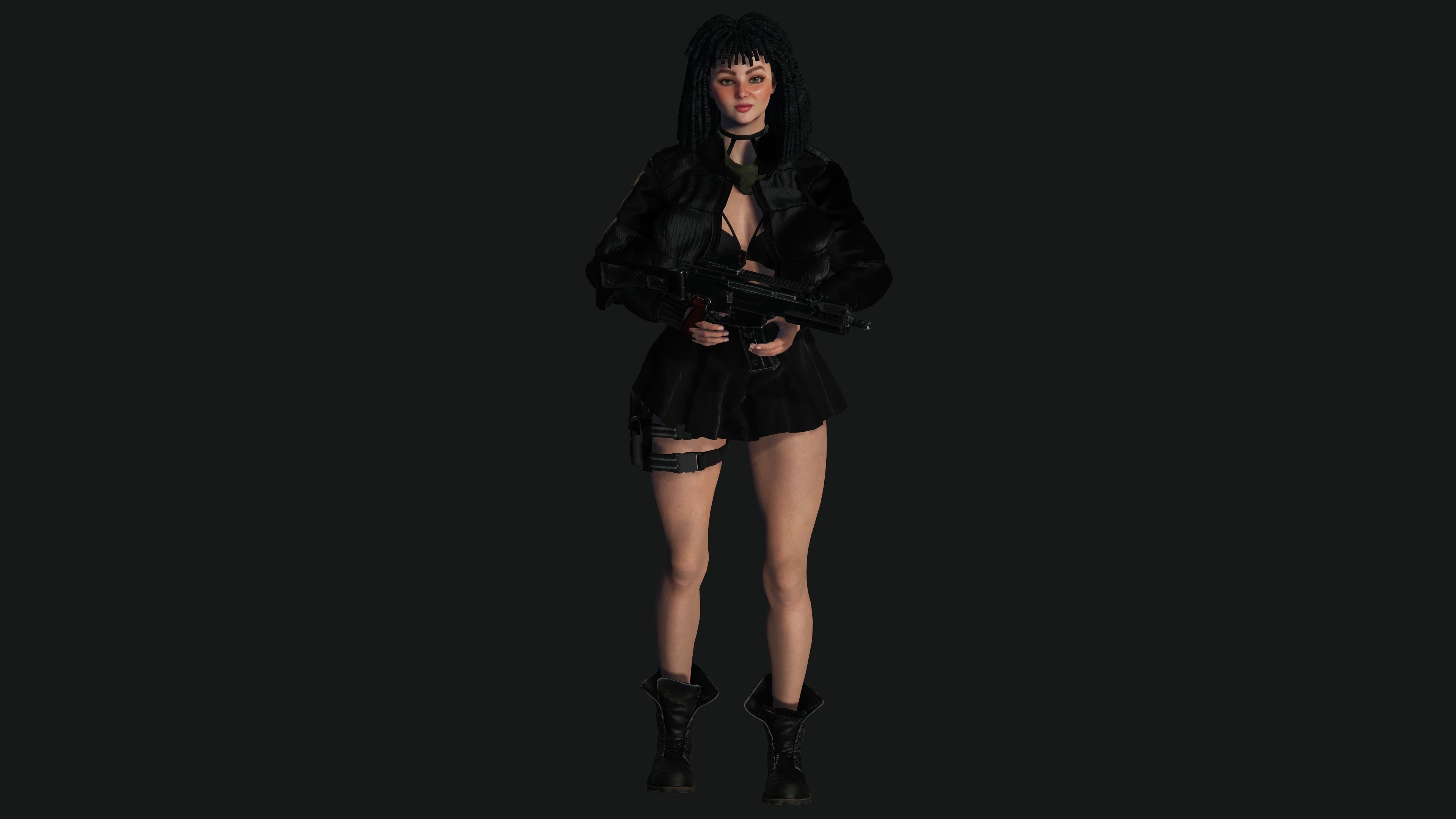 AAA 3D REALISTIC FEMALE CHARACTER - GUN SHOOTER GTA 02 Low-poly 3D model_10