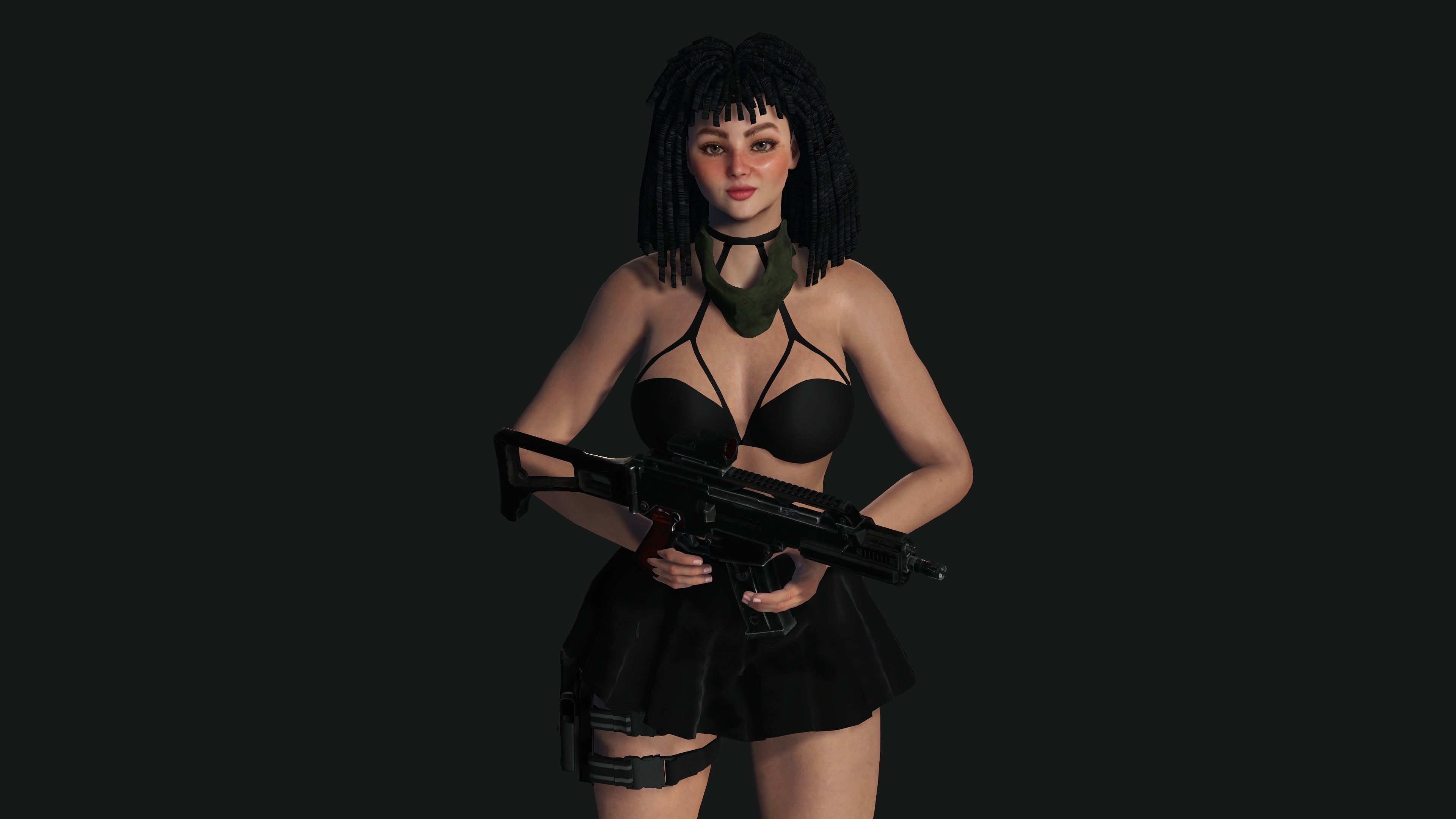 AAA 3D REALISTIC FEMALE CHARACTER - GUN SHOOTER GTA 02 Low-poly 3D model_9