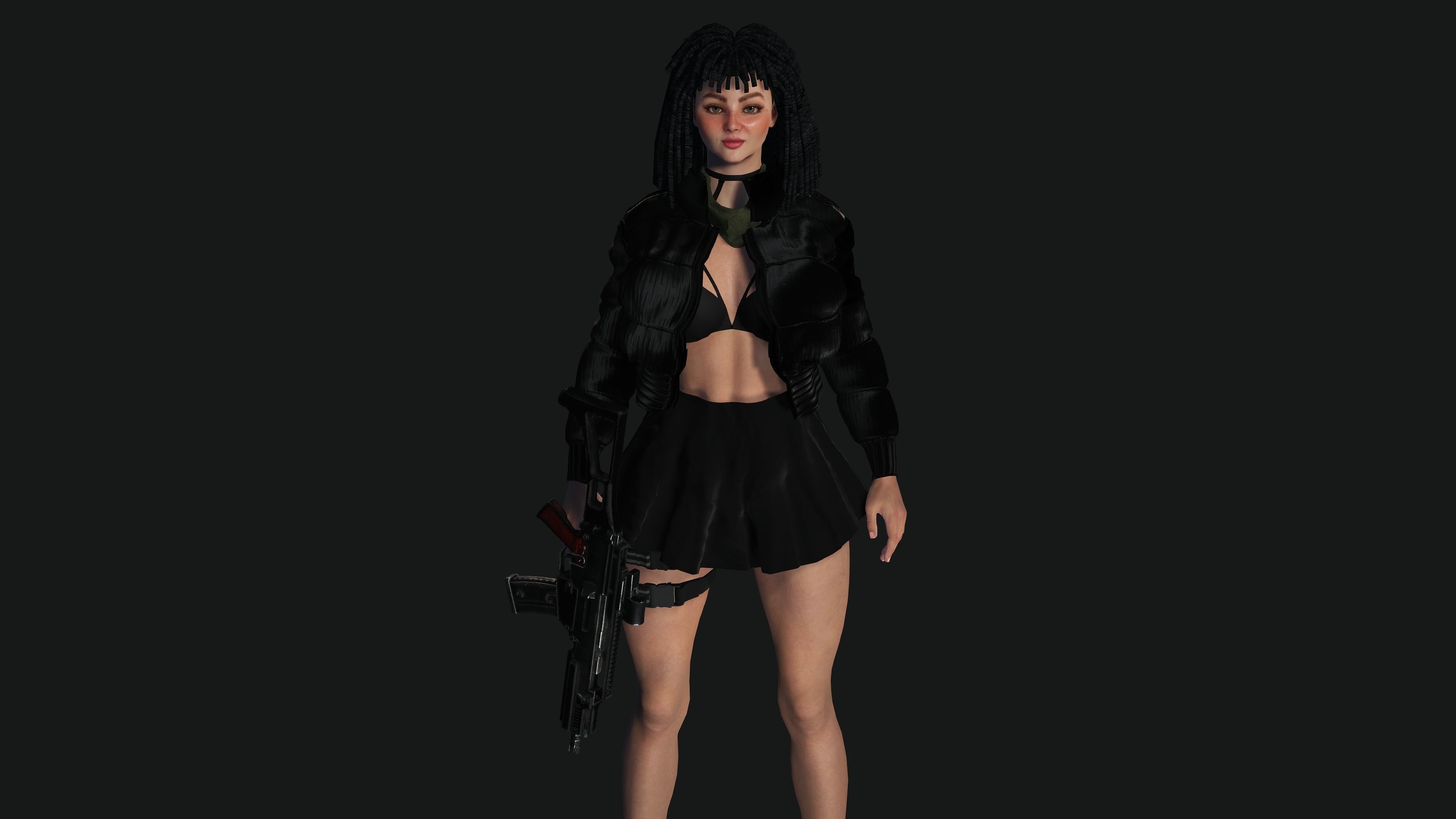 AAA 3D REALISTIC FEMALE CHARACTER - GUN SHOOTER GTA 02 Low-poly 3D model_2