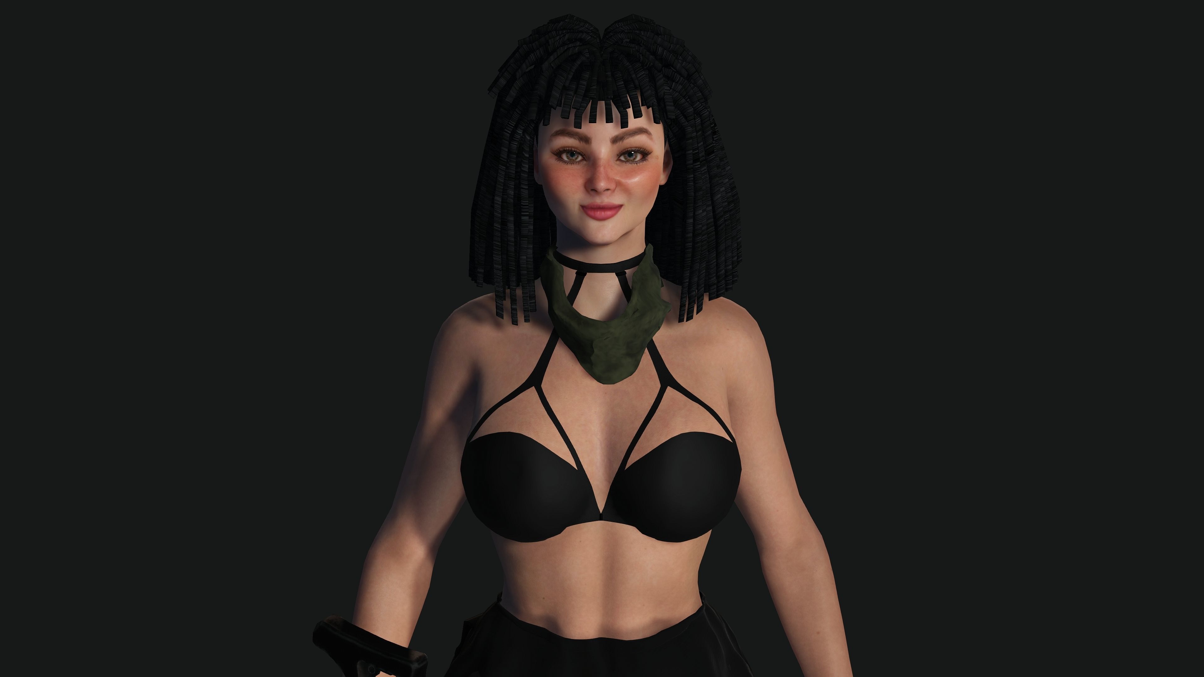 AAA 3D REALISTIC FEMALE CHARACTER - GUN SHOOTER GTA 02 Low-poly 3D model_8