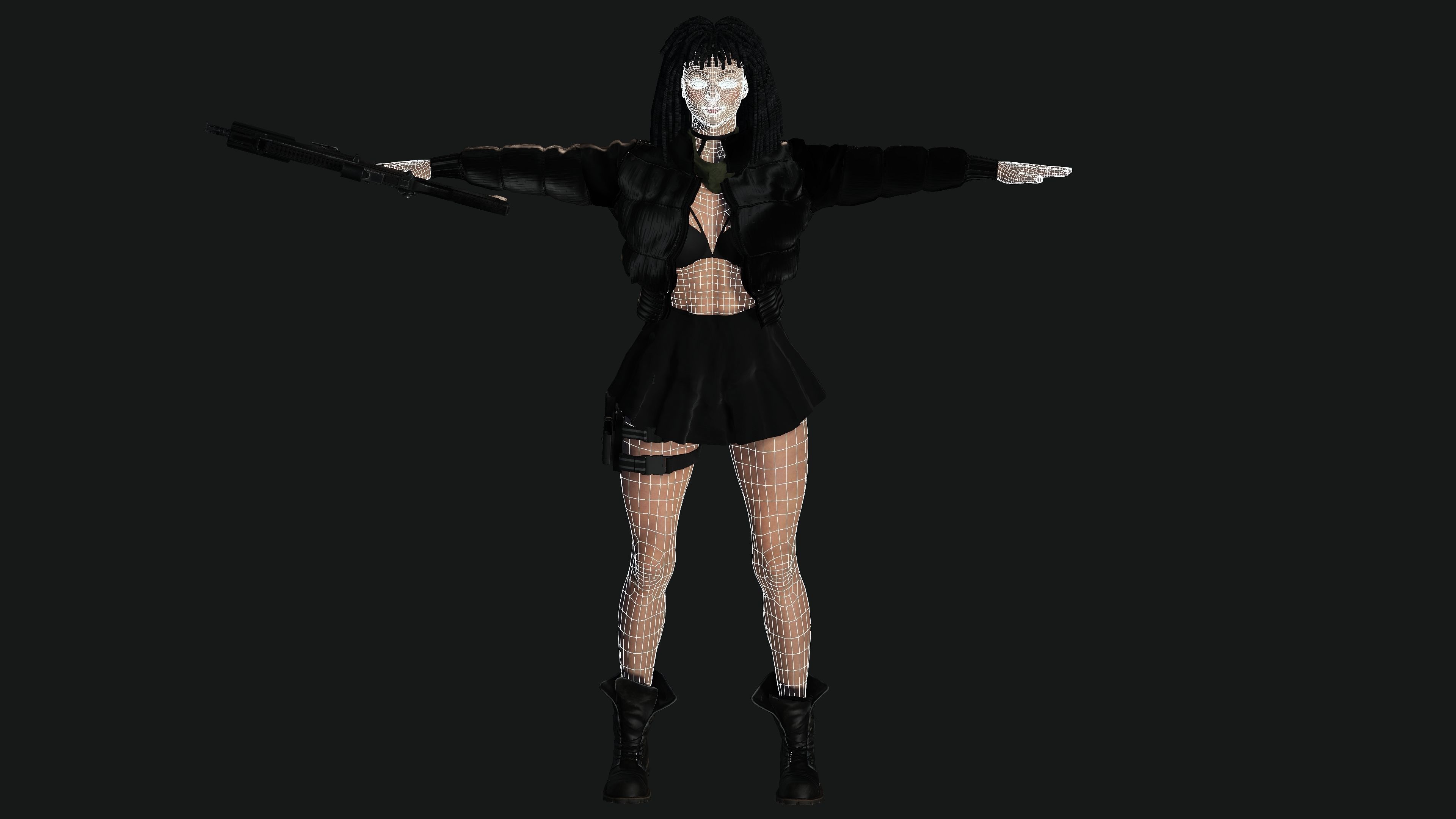 AAA 3D REALISTIC FEMALE CHARACTER - GUN SHOOTER GTA 02 Low-poly 3D model_16