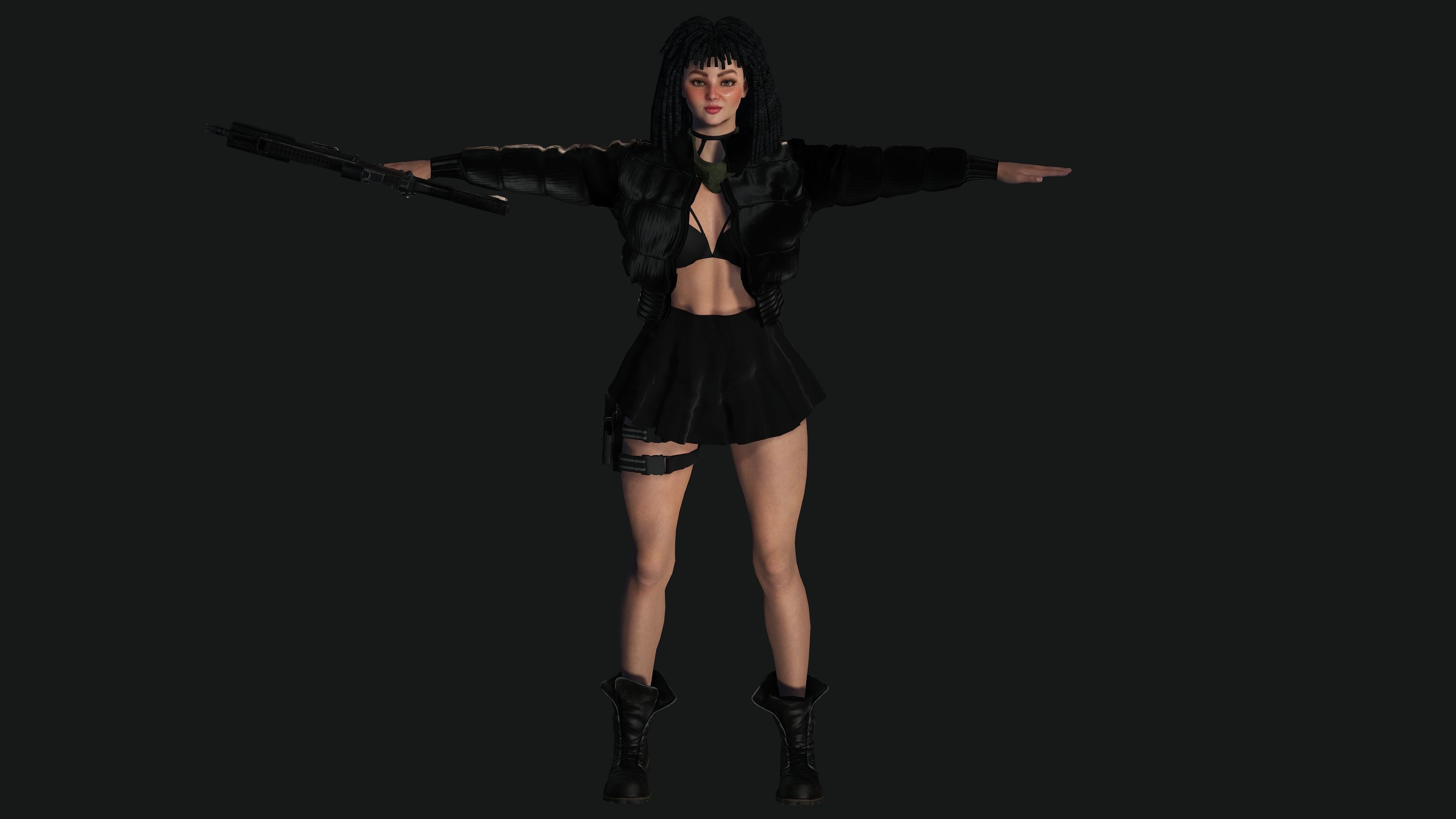 AAA 3D REALISTIC FEMALE CHARACTER - GUN SHOOTER GTA 02 Low-poly 3D model_14