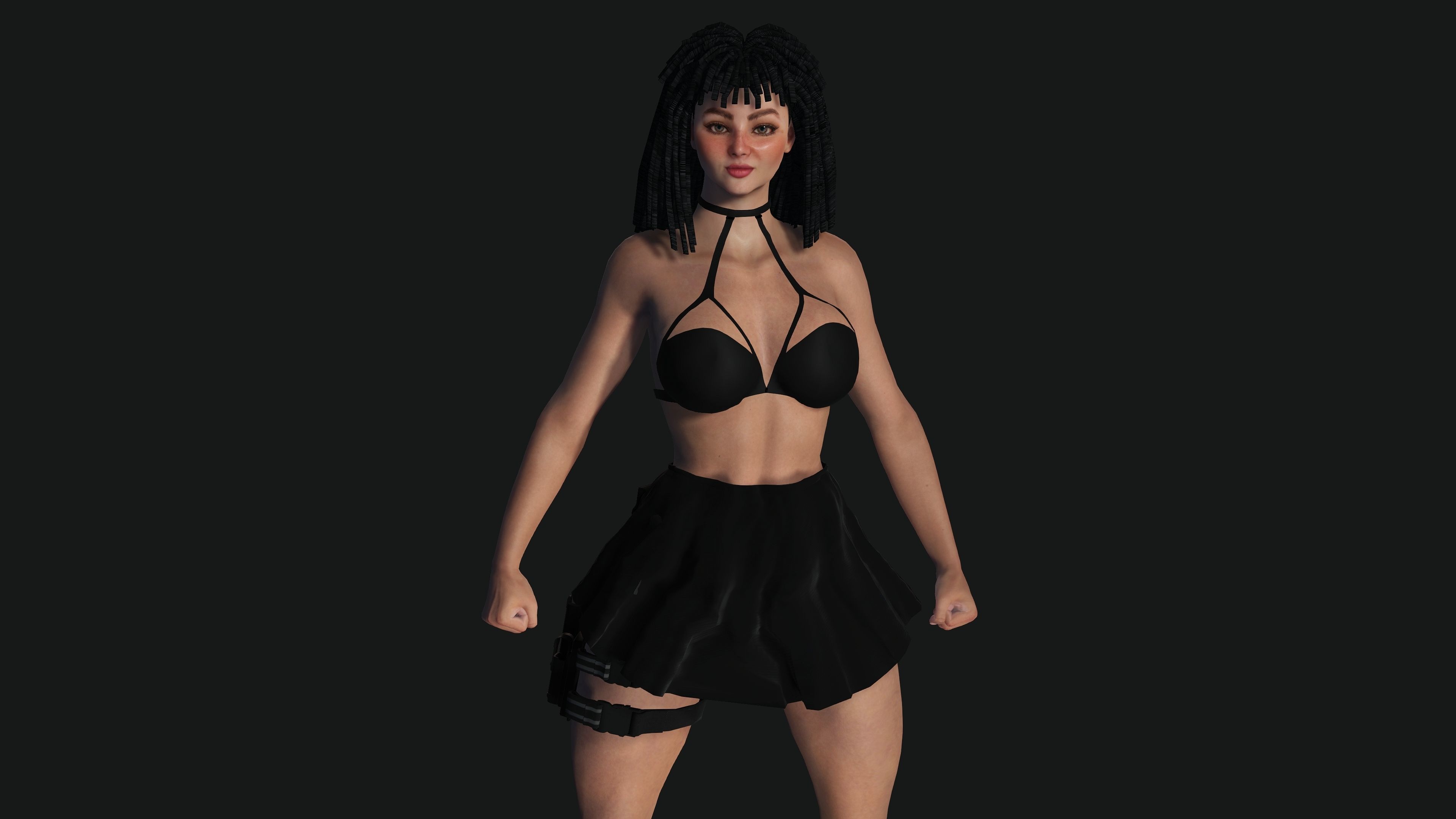 AAA 3D REALISTIC FEMALE CHARACTER - GUN SHOOTER GTA 02 Low-poly 3D model_13