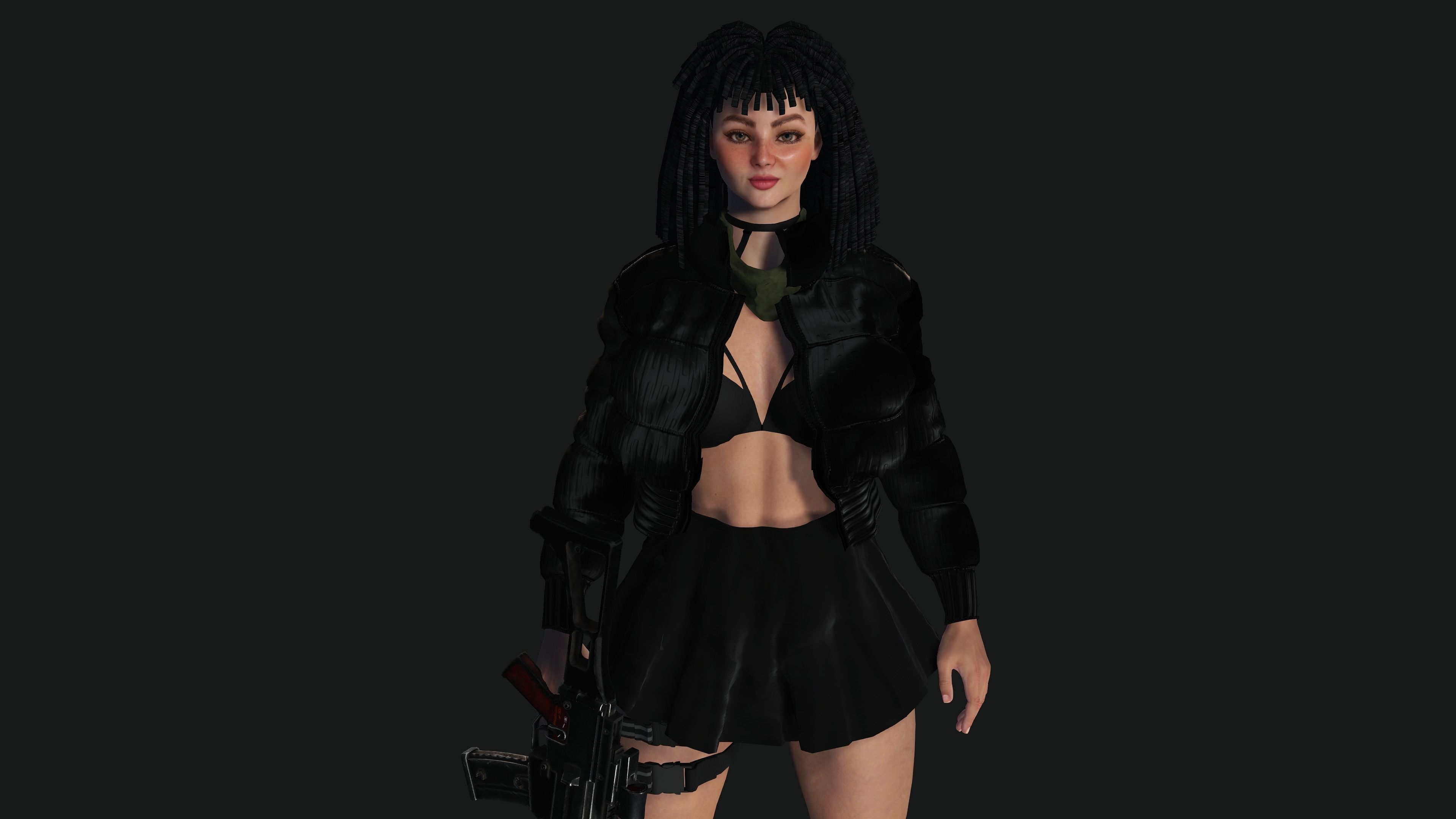 AAA 3D REALISTIC FEMALE CHARACTER - GUN SHOOTER GTA 02 Low-poly 3D model_4