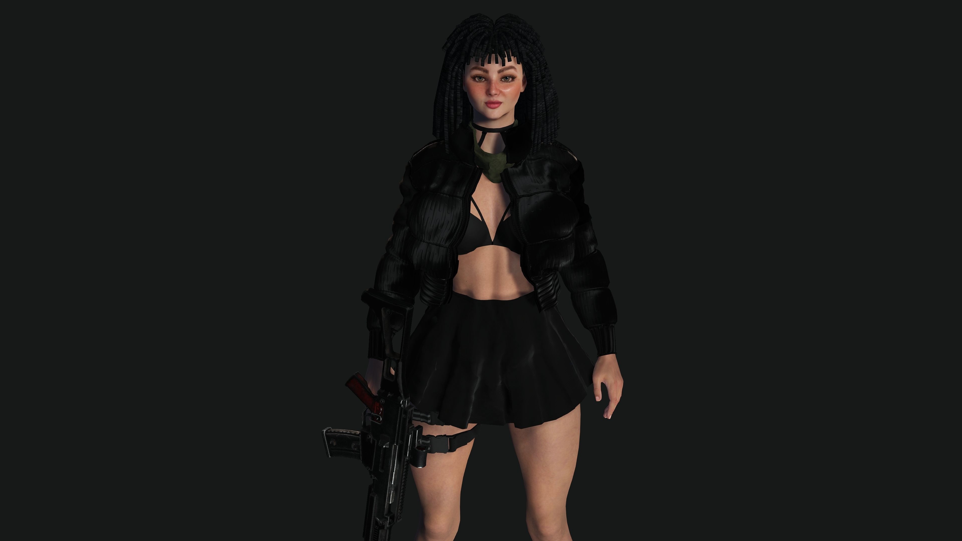 AAA 3D REALISTIC FEMALE CHARACTER - GUN SHOOTER GTA 02 Low-poly 3D model_3