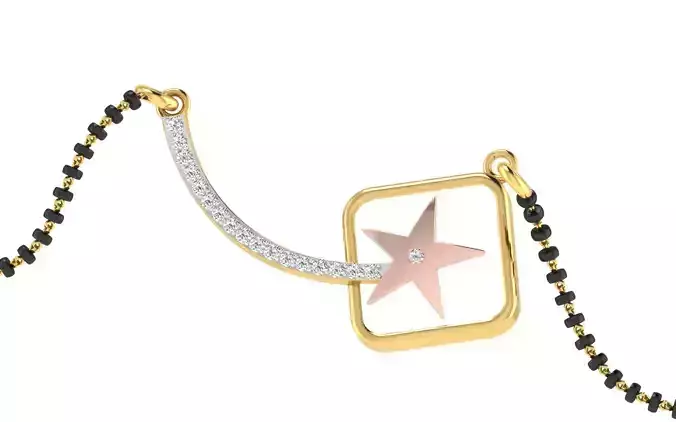 light weight yellow gold  diamond pendent -EZ T-11