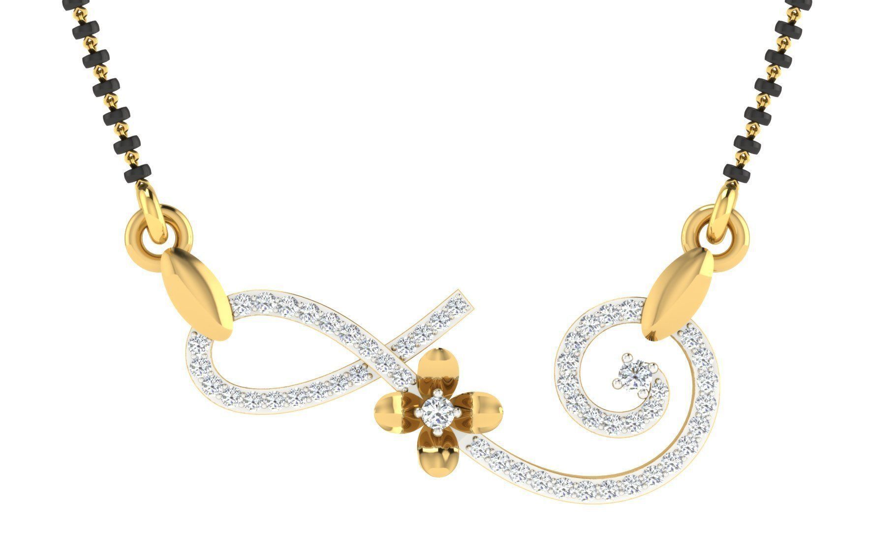 light weight yellow gold  diamond pendent -EZ T-15 3D print model_2