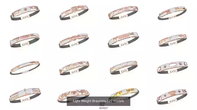Light Weight Bracelets pack 3D Model Collection