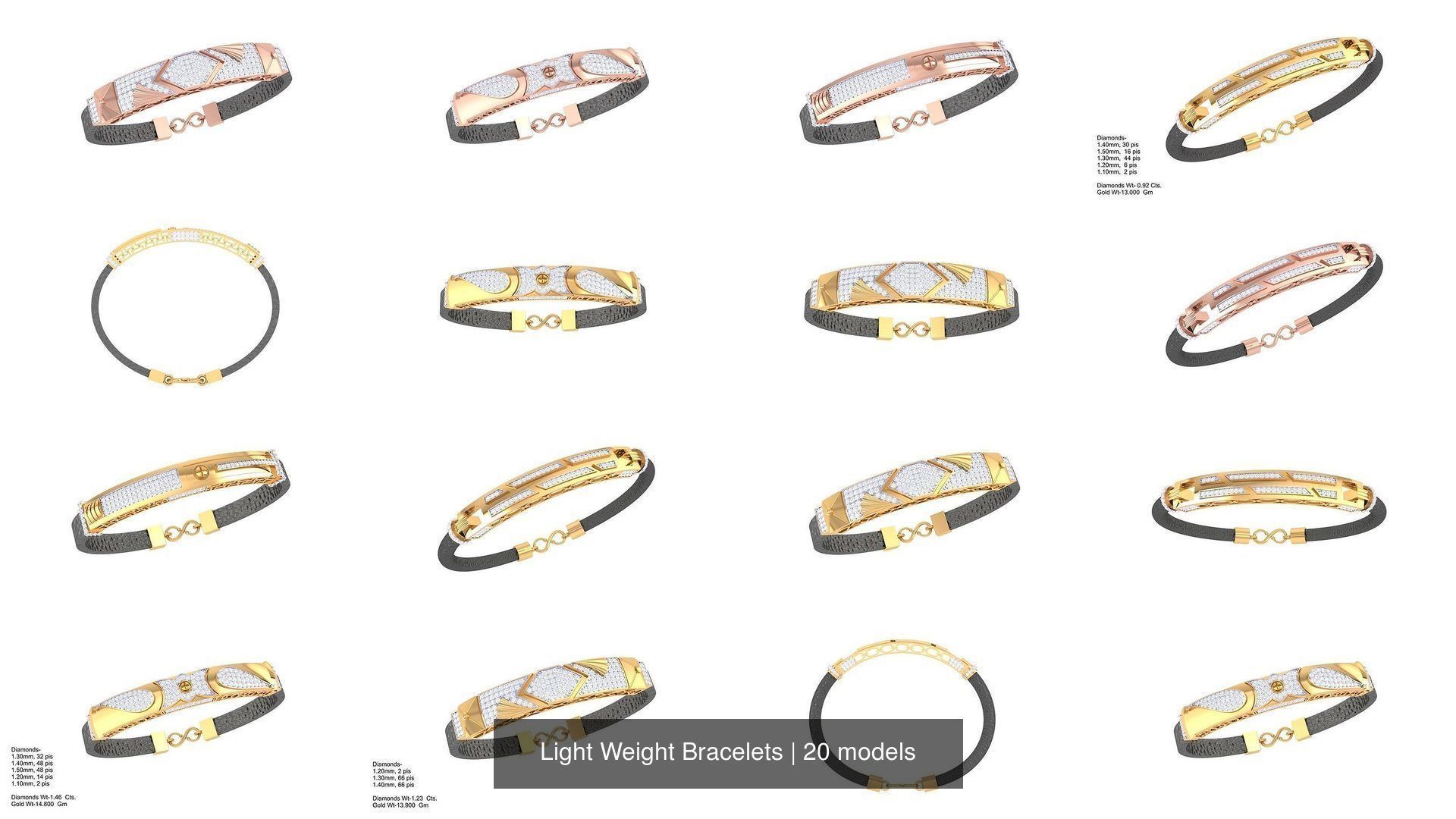 Light Weight Bracelets pack 3D Model Collection_3