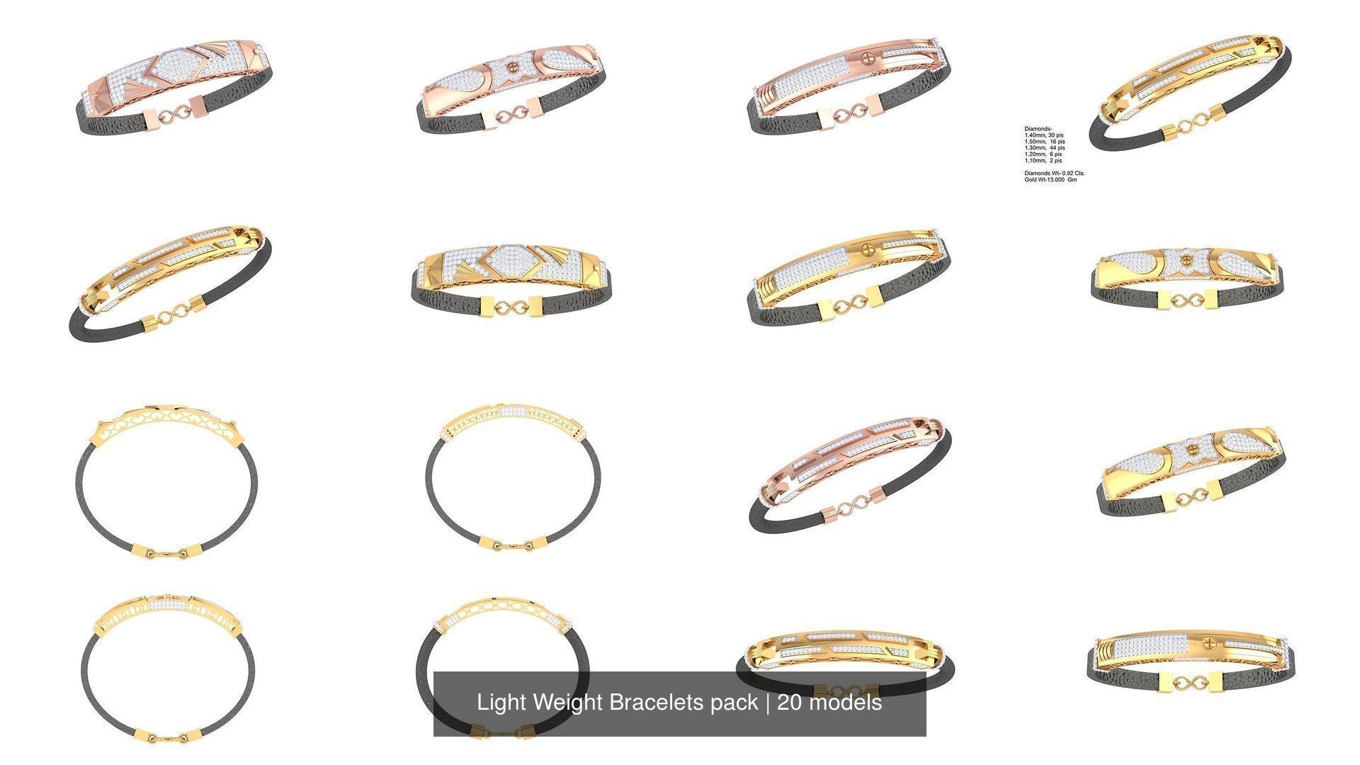 Light Weight Bracelets pack 3D Model Collection_2