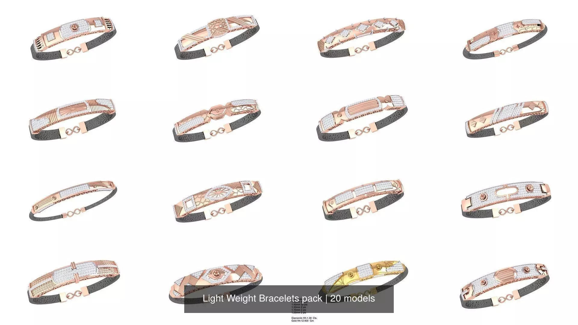 Light Weight Bracelets pack 3D Model Collection_1