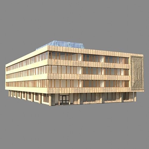 Soviet administrative building building with a plan Low-poly 3D model