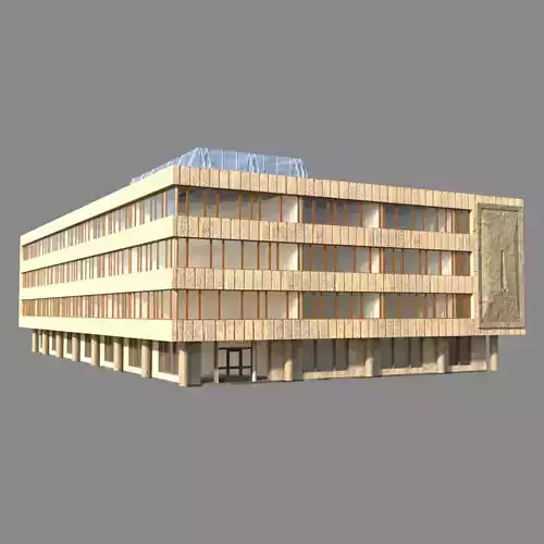 Soviet administrative building building with a plan Low-poly 3D model