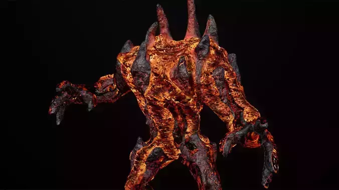 Hell Golem Defender Low-poly game engine ready 3D model Low-poly 3D model